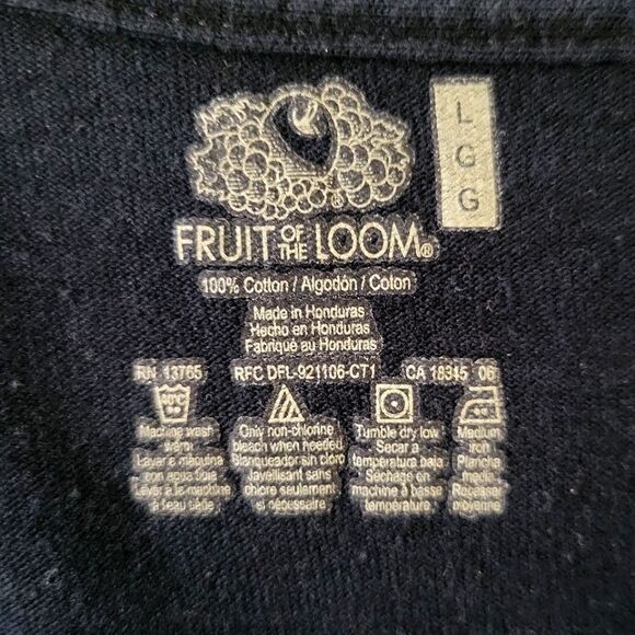 Fruit of the Loom Men's Black Crewneck Long Sleeve Pullover Tee - Picture 5 of 12